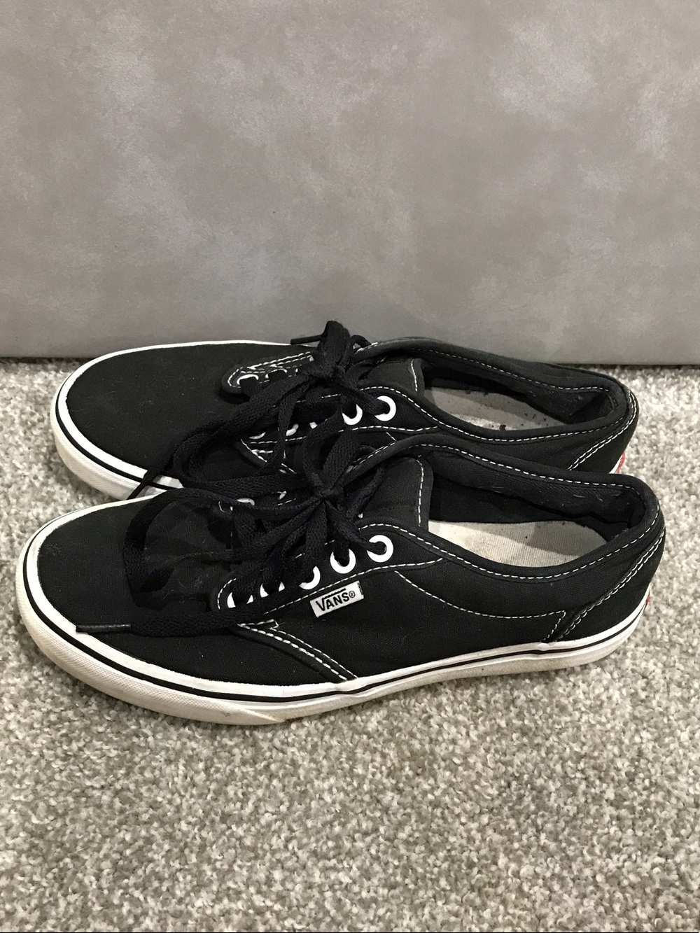 Vans Black Canvas Low Top Sneakers with White Accents - Picture 2 of 5